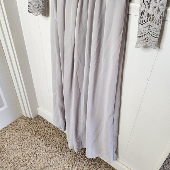 LULUS Awaken My Love Crochet Lace Chiffon Maxi Dress - Grey - Picture 4 of 8